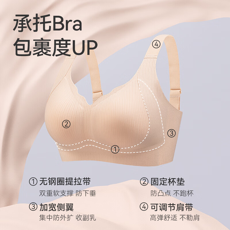 MiiOW lift-up and slimming underwear for women with big breasts, lift-up and anti-sagging full-cup bra, soft support bra, thin style