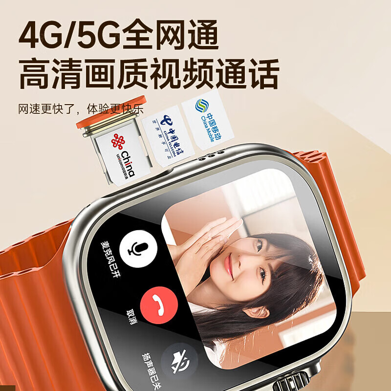 PALMHANG Huaqiangbei 5G full network smart watch S10Ultra5 cellular top version phone watch with plug-in card for adults, children, middle and high school students multi-functional electronic watch S10Ultra top version with silver + free download + large games comparable to mobile phones