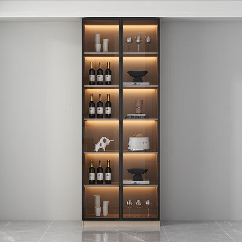 Quercus solid wood sideboard living room integrated storage modern wall wine cabinet multi-functional customized floor standing light luxury small tea cabinet style 21 180*40*220 all solid wood