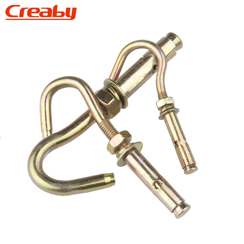 Creaby galvanized universal expansion hook pull-out ceiling hook 304 ceiling fan hook light hook expansion screw hook color zinc M8 2 pieces punch 10mm