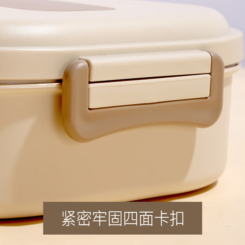 Food-grade stainless steel insulated lunch box with lid, plate, canteen, student compartment, office worker, portable 304 stainless steel lunch box, random color, 1 layer