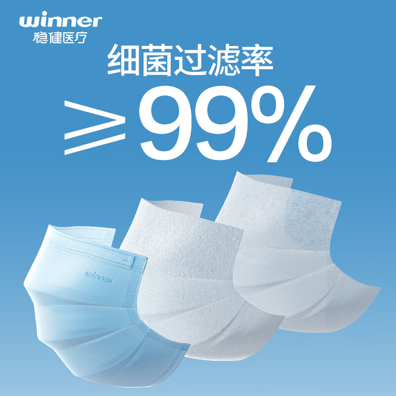 Robust disposable mask medical surgical mask for children 6-12 years old three-layer protective bacterial filtration rate 95% 50 pieces