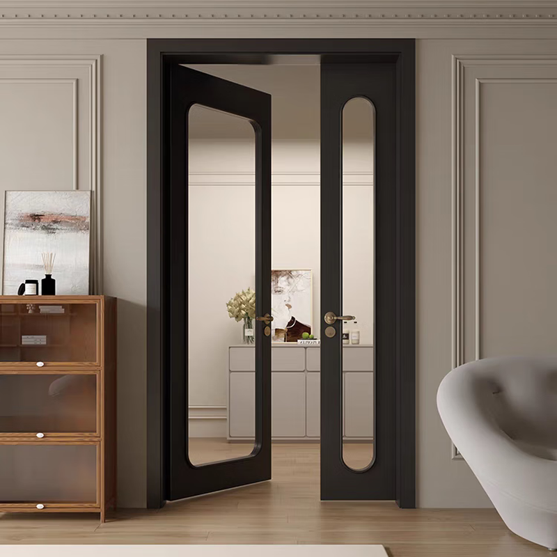 Ji Litian double door, bedroom door, interior door, room door, study room double door, one large, one small, French double entrance door, plus glass version/set