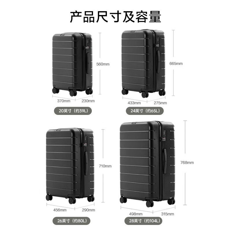 95% new Mijia Xiaomi suitcase 26-inch trolley case large capacity suitcase PC checked password box men's and women's leather suitcase blue