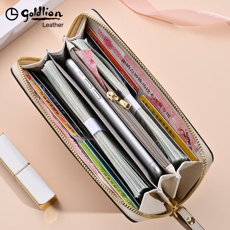 Goldlion Wallet Women's Long Wallet Holds Mobile Phones Multiple Card Slots Large Capacity 2025 New Multi-Cash Zipper Handbag Fashionable Portable Official Authorization Penalty 10 for Fake