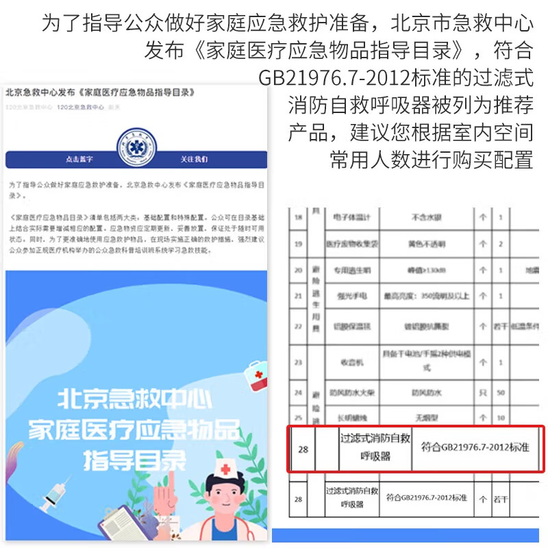 Quxing Gas Mask Fire Smoke Mask Fire Escape Mask Household 3C Certified Filtering Self-Rescuing Respirator Upgraded Silicone Suitable for Children