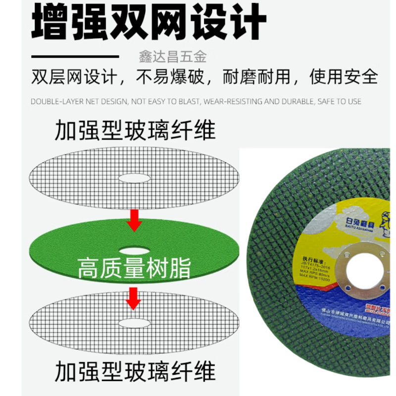 Wen Yijia customized White Rabbit cutting disc 107*1.2*16 angle grinder grinding wheel metal stainless steel special grinding disc hand grinding yellow 50 pieces a box