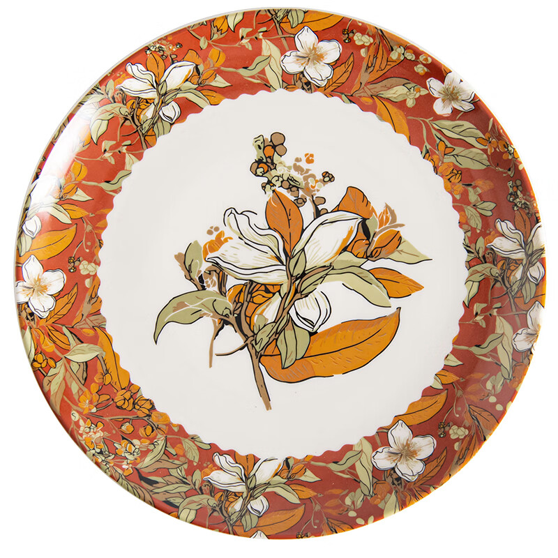 SUCCOHOMEWARE Retro Gardenia Tableware Set Gift Box French Embossed Ceramic Bowl and Plate Set Wedding Gift Moving House Food for 2 + Gift Box Sydney Paper (JD Logistics) Fast delivery to the next day