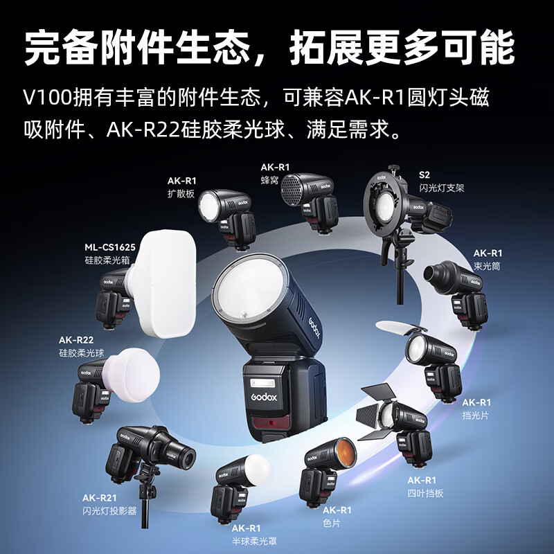 Godox flagship new product V100C touch screen on-camera flash high-speed synchronization TTL lithium battery hot shoe light pocket light outdoor shooting portable wedding photography light official standard