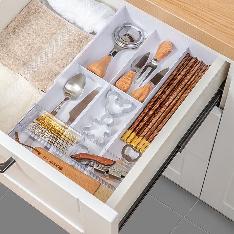 Home KATEI STORY Japanese drawer storage box with built-in kitchen retractable cutlery chopsticks divider box multi-function organizer box