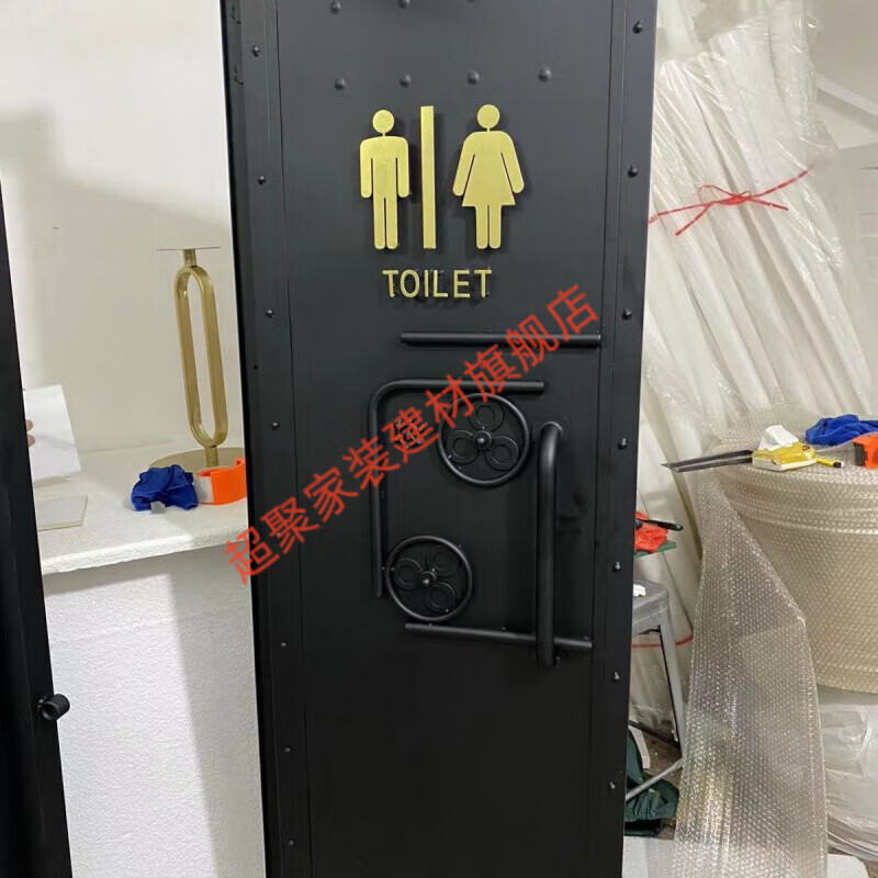 Meikejie toilet door bathroom door container door iron door industrial style cafe bar restaurant toilet sliding door 100*100cm