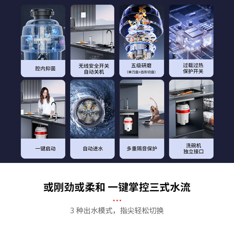 Honeywell kitchen waste disposer wireless switch automatic water inlet grinder can be connected to the dishwasher 326PRO model X6 PRO