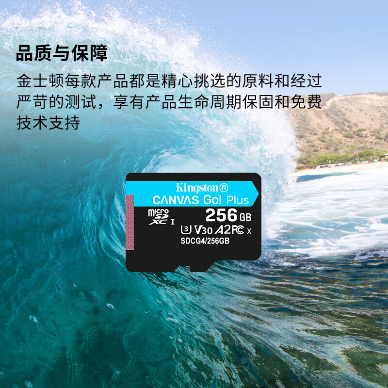 Kingston 256GB TF (MicroSD) memory card U3 V30 A2 4K compatible with DJI Pocket 3/Action 5/drone/action camera/surveillance