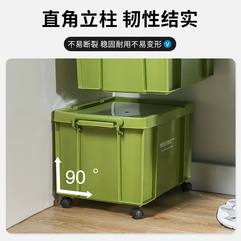 Taishi storage box with lid 520*380*320mm thickened plastic industrial style storage box logistics storage turnover box large storage tool box military green