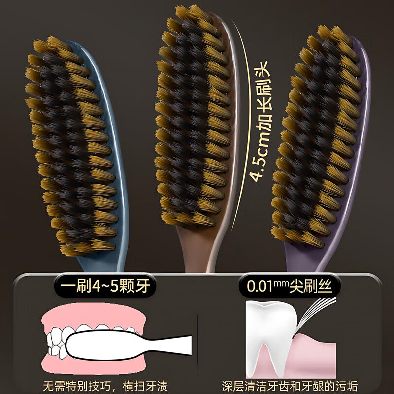 Bolang's high-quality, high-end authentic Korean imported large-head toothbrush with soft bristles for adults, family gift box, best-selling model, extended brush head with soft bristles, 5 pieces