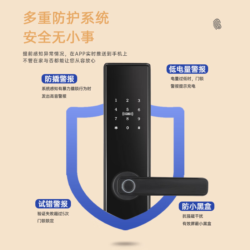 DEASSA Fingerprint Lock Special Smart Lock for Wooden Doors Indoor Door Lock Hotel Password Lock Mini Program Unlocking DS05TT