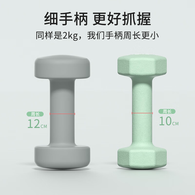 PROIRON Dumbbells Women's Home Children's Fitness Equipment Hexagonal Environmentally Friendly Pure Iron Small Dumbbells 2KG Pair