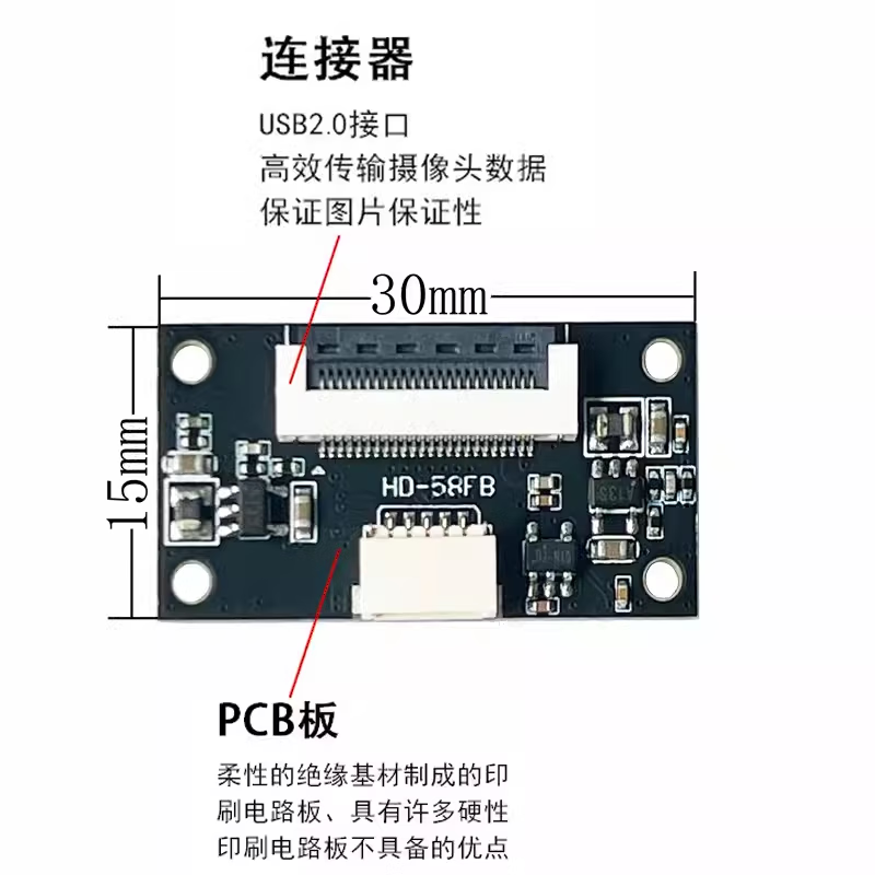 USB driver-free 16 million high-definition camera module module 4K autofocus fixed focus FPC cable IMX258 5 million 75 no distortion/auto focus + 1 meter USB cable