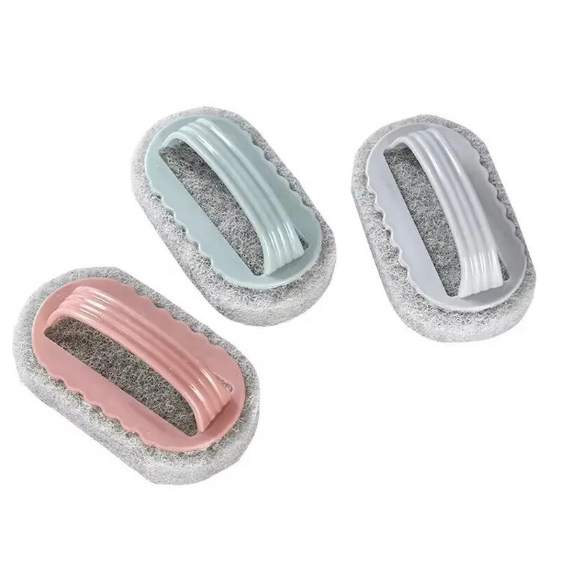 Manual cleaning brush for kitchen, bathroom, tile brush, glass wash basin, decontamination of pot, stove, wall, household cleaning, 3 pack, random colors