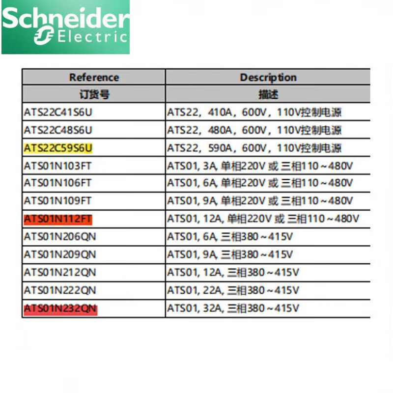 Yue Changsheng Schneider 6A/9A soft starter ATS01N206QN/ATS01N209QNATS01 N2 ATS01N206QN