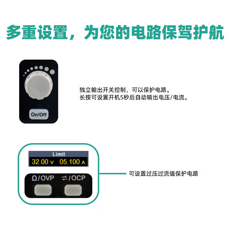 Owon SPM series desktop power supply integrates a 4.5-digit multimeter and automatically outputs overvoltage and overcurrent protection when powered on SPM3103 (30V | 10A | 300W)