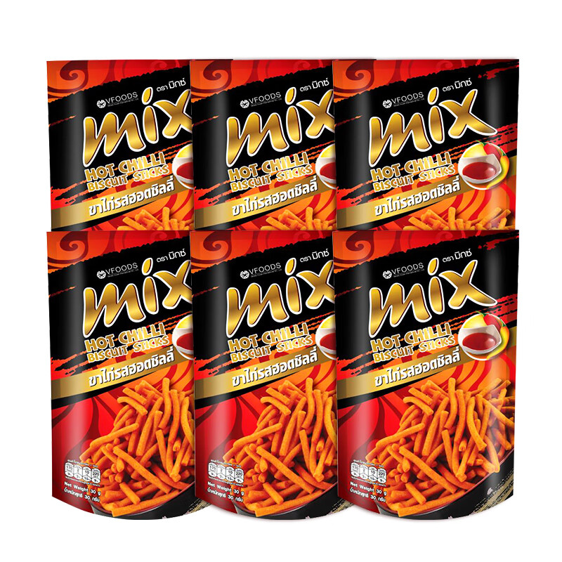 VFOODS MIX 30g*6 bags of spicy crispy shrimp crackers imported from Southeast Asia and Thailand casual snacks office
