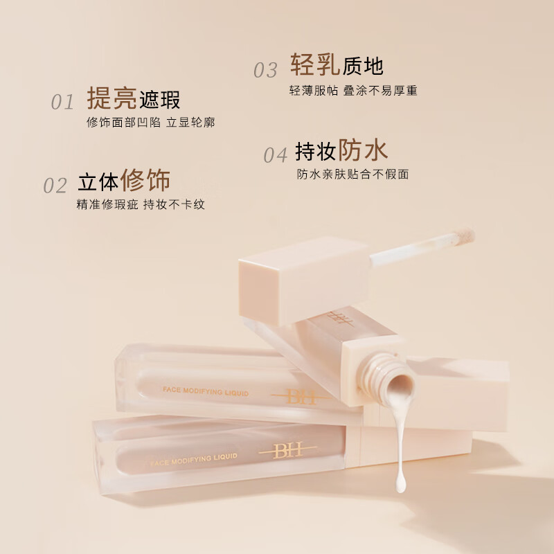 BH Correcting Liquid Concealer Improves Facial Depression, Covers Dark Circles and Tear Troughs, Changes Color at Mouth Corners, New Year's Gift, Orange Red