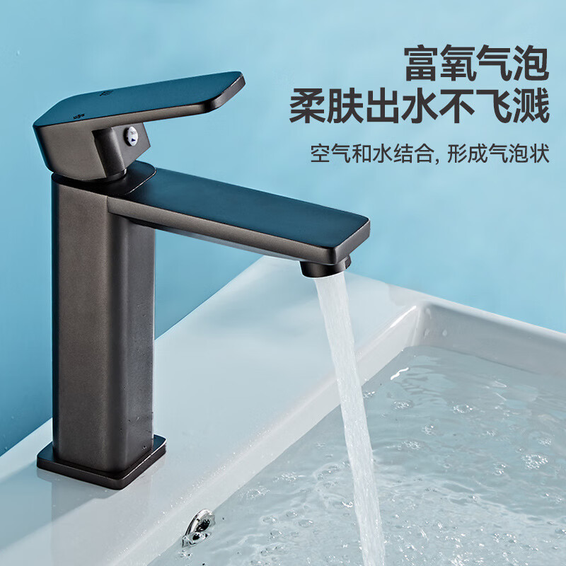 Zhengba bathroom basin faucet space aluminum hot and cold faucet household wash basin faucet wholesale 70035 gun gray basin faucet-short style