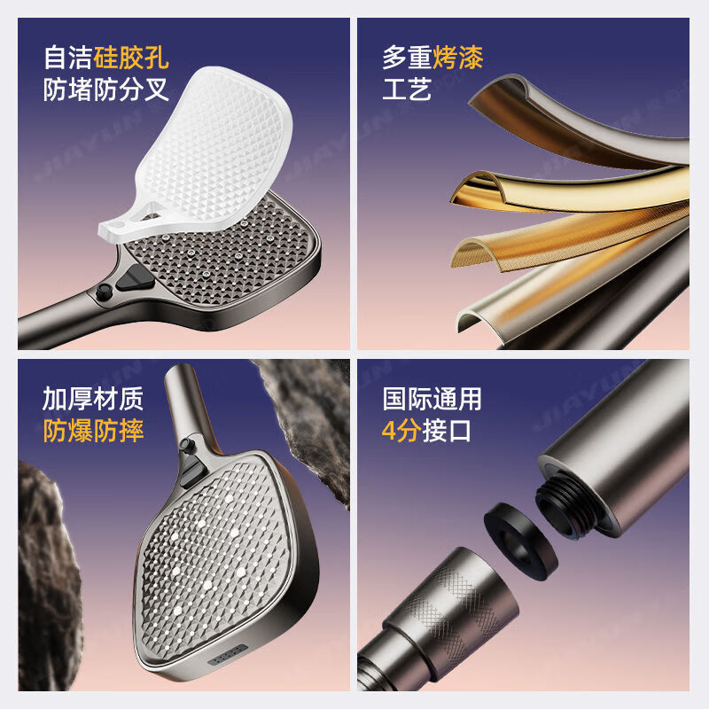 Jiayun Super Supercharged Shower Head Home Bathroom Shower Bath Faucet Large Water Output Rain Shower Head Gray Set of 2 15cm Extra Large Panel Supercharged Shower + Bracket