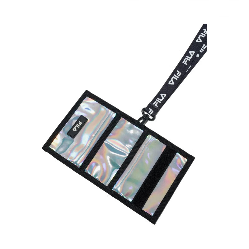 FILA brand logo detachable necklace strap polyurethane wallet children's black black