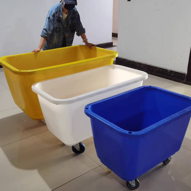 Ni Zhier customized plastic cloth cart plastic washing running cart cloth cart hotel room cart clothing turnover cart trolley washing medium yellow four-wheel silent 107*58*50