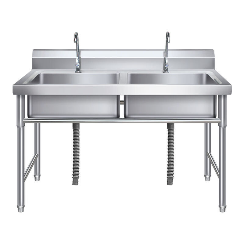 Ye Yu household stainless steel sink single double three slots with bracket kitchen sink wash basin wash basin sink commercial length 120 width 60 height 80 double pool 1.0 thick