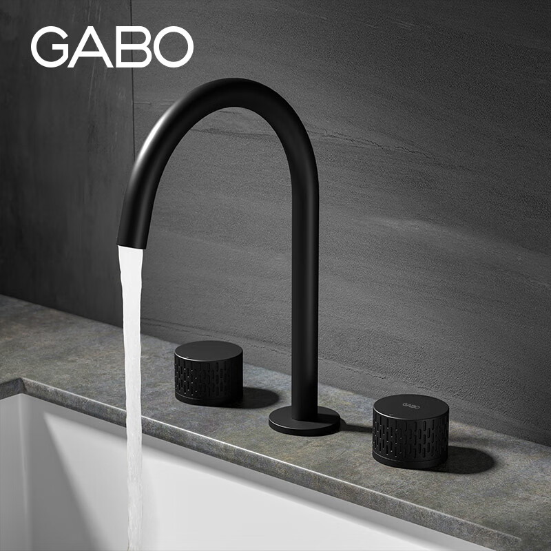 GABO home sink basin faucet kitchen island basin faucet double hole faucet 19SY015-HD matte black 19SY015-HD