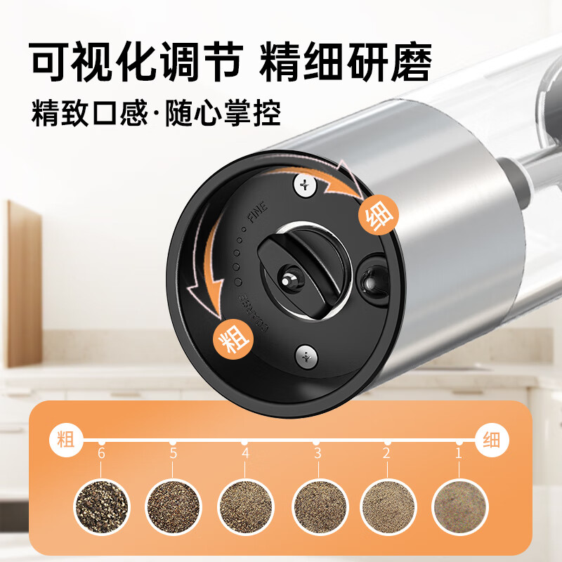 JCZS German brand pepper grinder electric powder machine ultra-fine black pepper particles Sichuan peppercorn sea salt automatic seasoning bottle rechargeable electric grinder