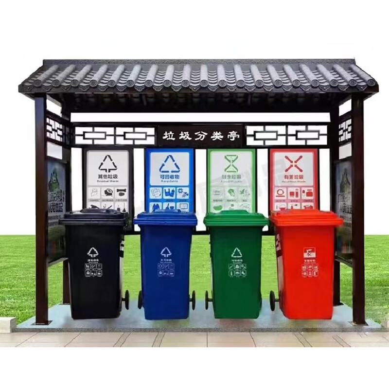 Wen Yijia Outdoor Garbage Sorting Kiosk Stainless Steel Classification Publicity Board Garbage Room Garbage Kiosk Collection Kiosk Station Publicity Board Manufacturer Customized Style 1