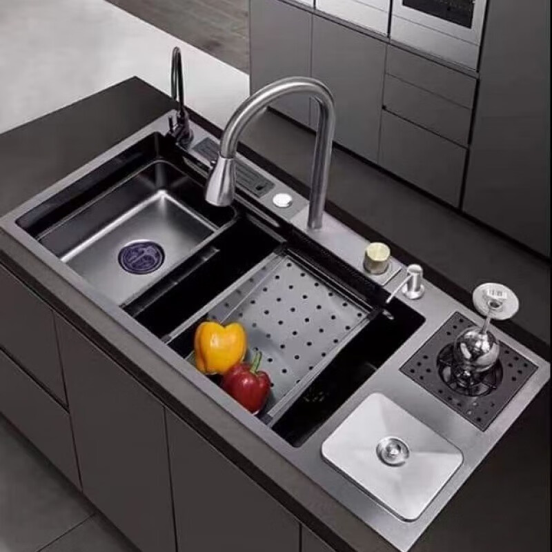 Ye Yu multifunctional sink kitchen large single basin 304 stainless steel single sink vegetable basin sink with integrated x40 8846 complete set/cup washer/soap dispenser/trash can