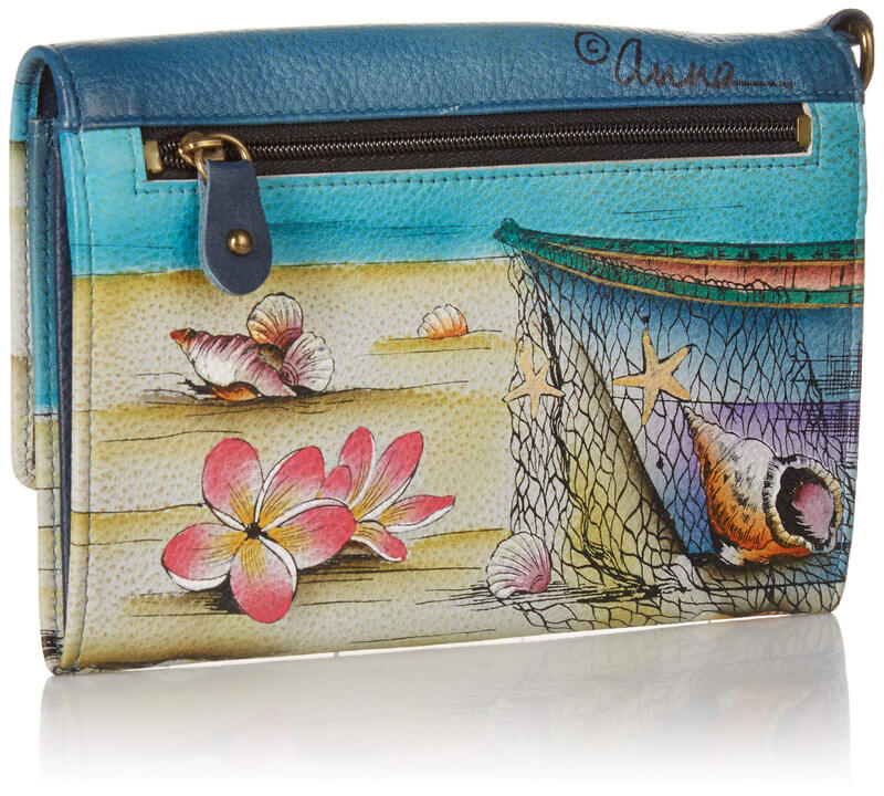 Anna by Anuschka Hand Painted Women's Genuine Leather - Vintage Wrist Clutch - Caribbean Dream, Caribbean Dream Caribbean Dream Medium