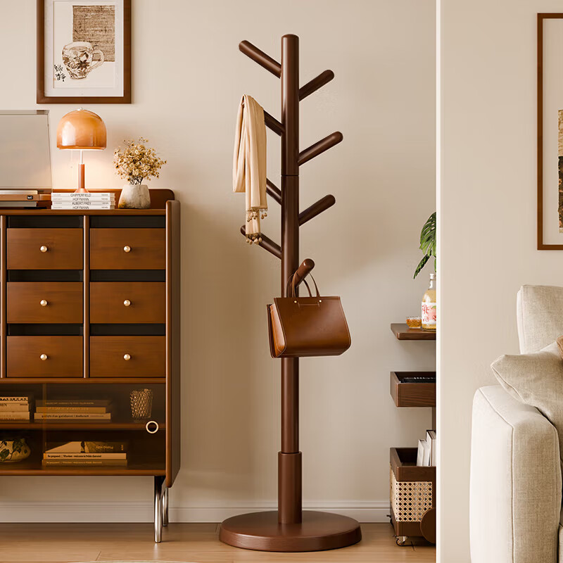 Jiayi solid wood coat rack bedroom clothes rack floor-standing clothes rack vertical living room bold clothes rack office bag rack