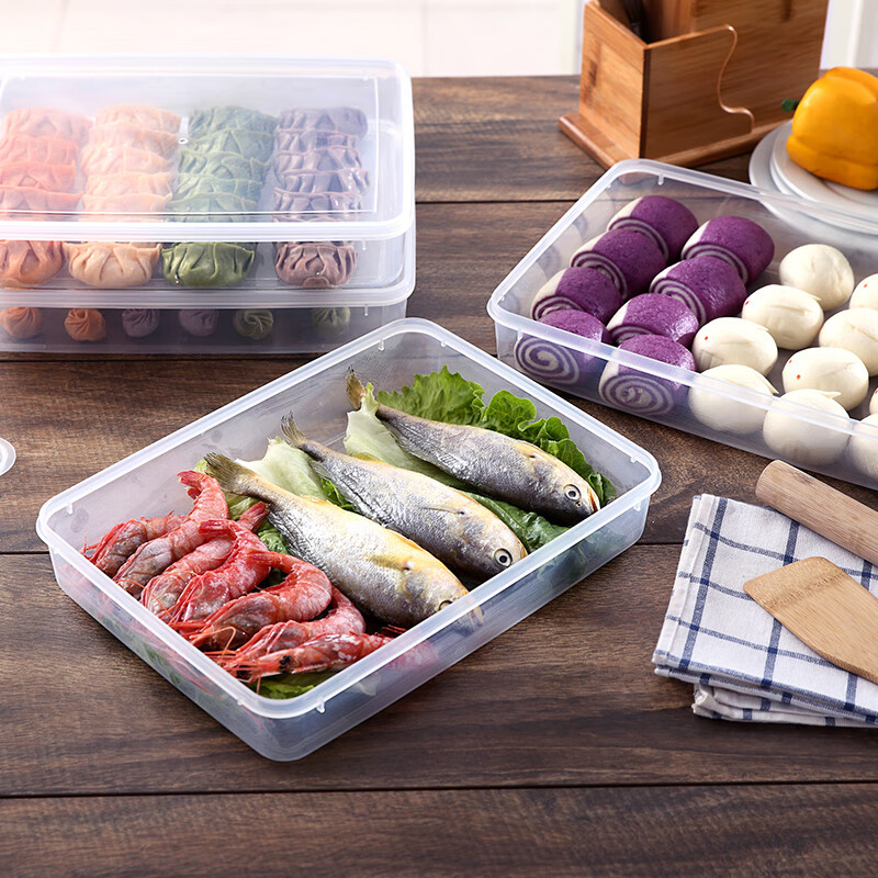 Hualeji Dumpling Box Heightened Dumpling Storage Box Quick-frozen Household Multi-layer Refrigerator Storage Sushi Covered Frozen Dumpling Box Heightened Model 3 Pack