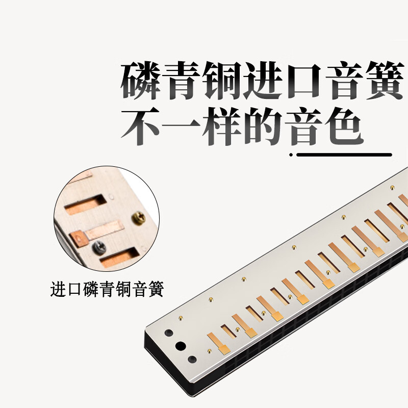 Guoguang 24-hole Guozhiguang imported gong polyphonic harmonica (matte black, wave tone, with teaching materials, glasses case)