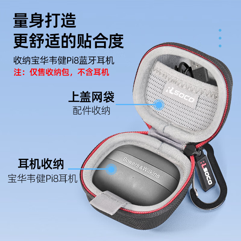RLSOCO Baohua Weijian Pi8 protective case B&W hifi in-ear Bluetooth headset storage bag pi8 headphone protective hard shell Baohua Weijian Pi8 protective hard shell bag - black