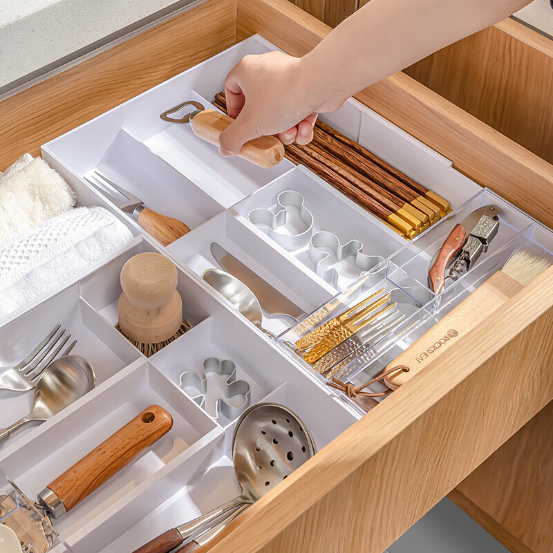 Home KATEI STORY Japanese drawer storage box with built-in kitchen retractable cutlery chopsticks divider box multi-function organizer box