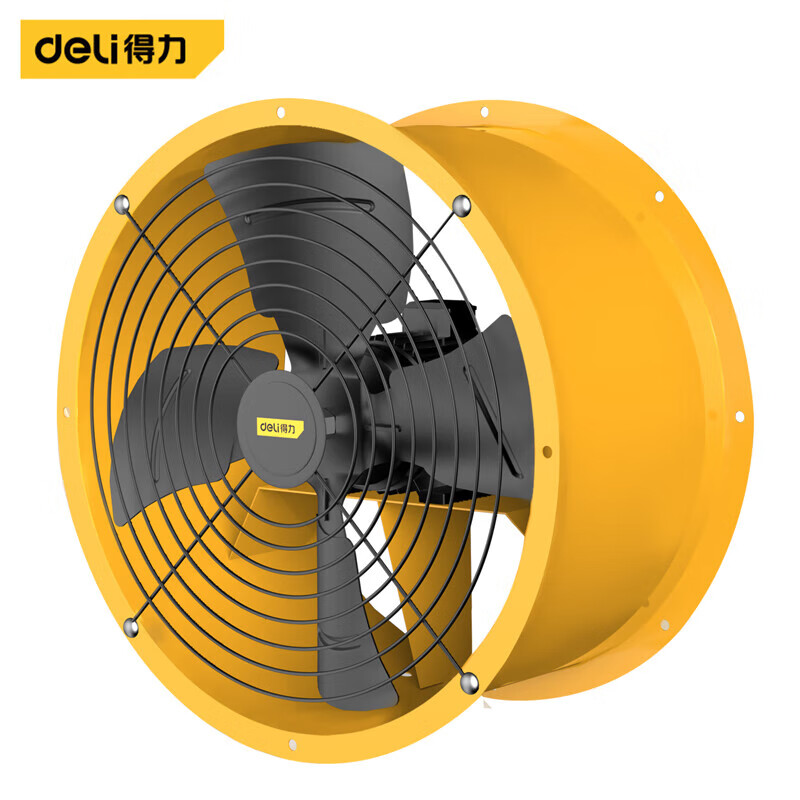 Deli duct axial flow fan 400mm/single phase low noise (yellow) (Taiwan) DL-SF4-4D-W1