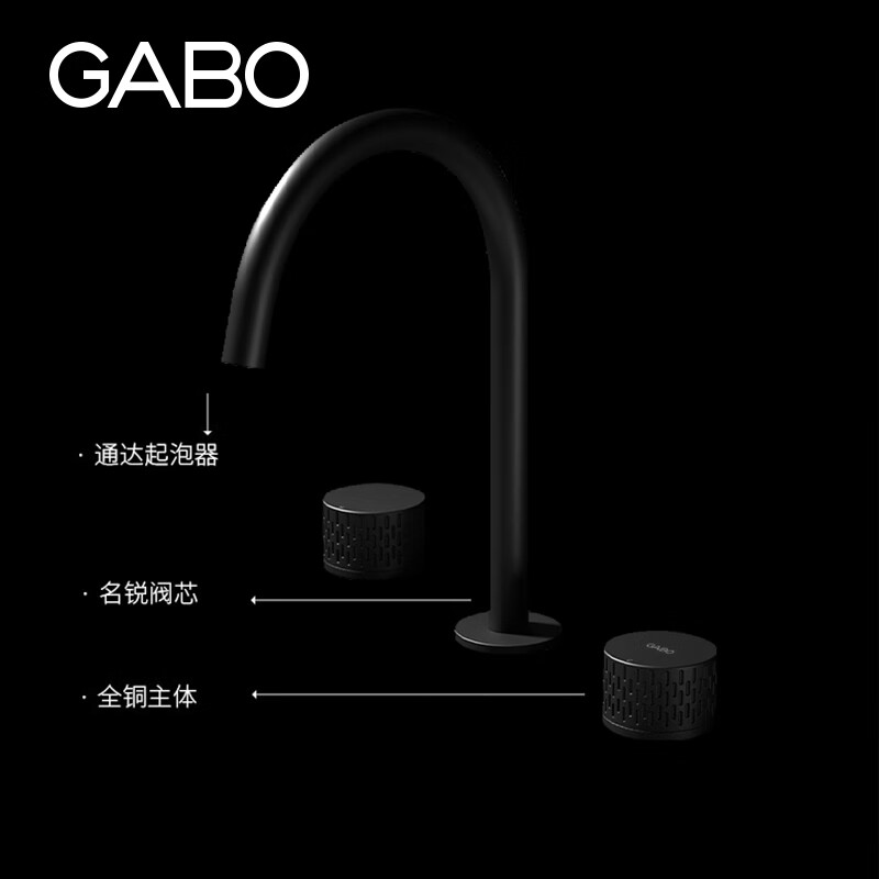 GABO home sink basin faucet kitchen island basin faucet double hole faucet 19SY015-HD matte black 19SY015-HD