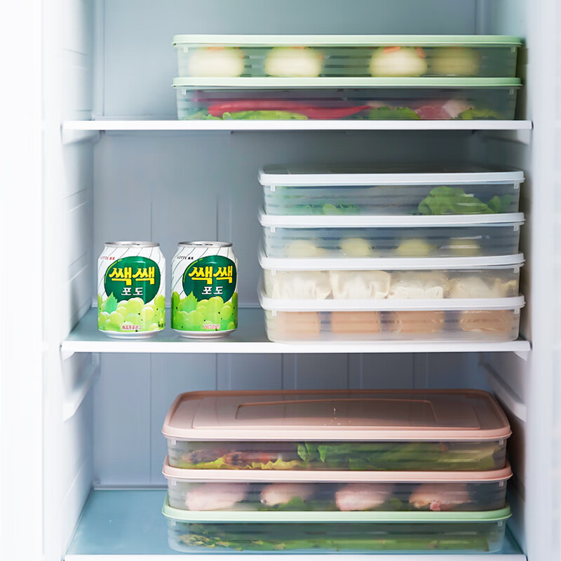 Nuoqishang frozen dumpling box food-grade special refrigerator quick-frozen storage box with one layer and one lid for household dumplings and wontons crisper PP regular style - transparent lid 210g 1 layer 1 box 1 lid