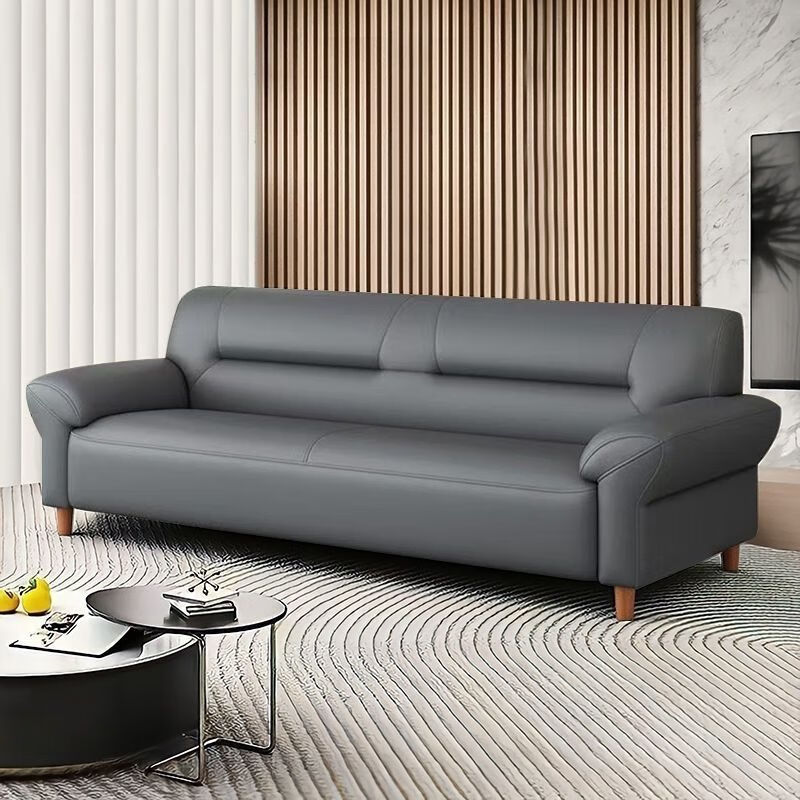 Ji Shilun Nordic leather sofa modern simple small apartment double three-seater living room home leather art sofa cat scratch leather cat scratch leather light gray + sponge + latex + solid wood frame three persons 1.7m - factory direct sales