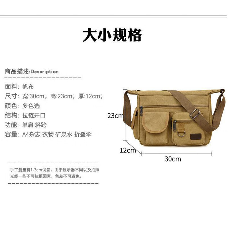 Feng Shang durable tool bag canvas multi-pocket plumber bag woodworking wear-resistant hardware tool bag portable crossbody sturdy
