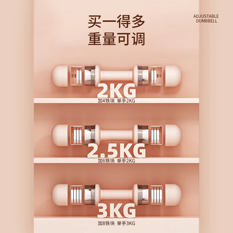 AOCTIK German brand women's fitness home dumbbells pair of adjustable weight dumbbell sports equipment smart arm muscle training electroplating model - Vibrant Orange 2/3/4/5/6kg adjustable