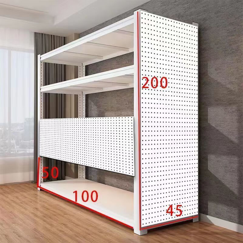 Frameless hole board shelf side panel display rack can hole board mobile phone accessories jewelry rack hardware tools white borderless delivery tie 20*50 cm free hook 5 pcs