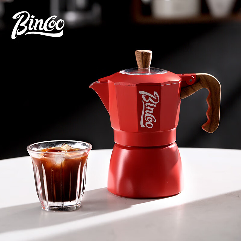 Bincoo double valve Moka pot household electric stove coffee pot small espresso hand grinding coffee machine set